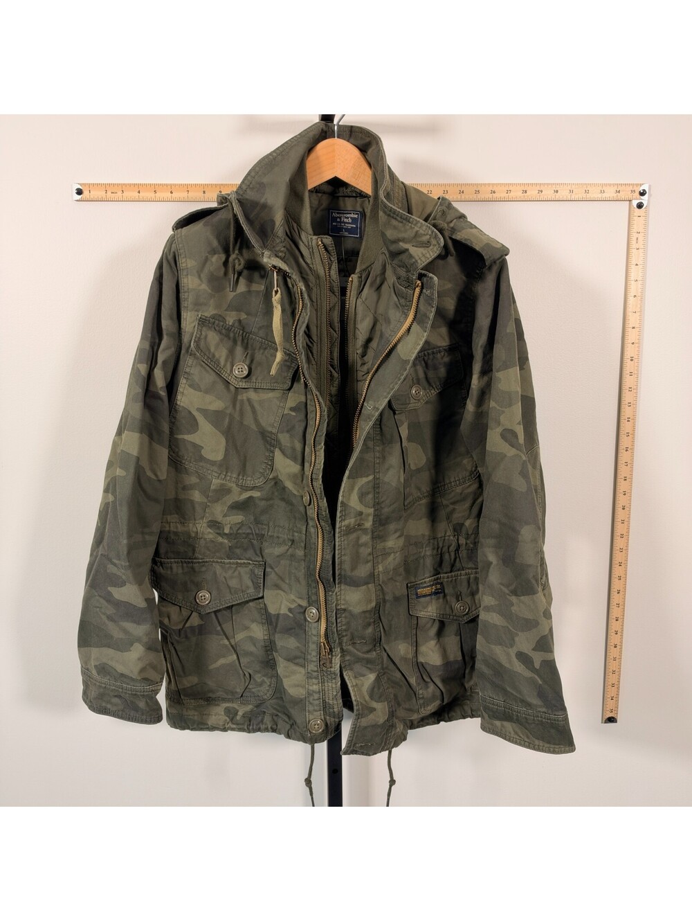Abercrombie Fitch Camo Jacket Military Field Mens L Dbl